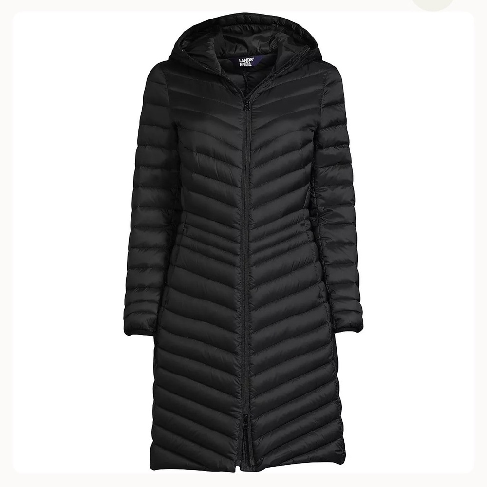 Lands' End Women's Wanderweight Packable Down Coat - Black XL